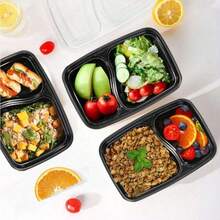 20 Sets Of Disposable Food Storage Containers, Including 20 Sets Of Packing Boxes, Microwave Disposable Lunch Boxes And Bento Boxes, 2 Sets With LIDS And Compartments, Convenient To Carry, Suitable For Office, Party And Cam - Nhiều màu - Xem 3