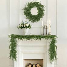 1pc Norfolk Pine Garland - Realistic Artificial Pine Straw Evergreen Garlands For Christmas Decor, Seasonal Wreath, Holiday, Indoor Outdoor Home Decor, Thanksgiving, Harvest, Fireplace, Patio Fence, Front Door, Window Hanging Christmas Decorations Room Decor Winter Christmas Decorations Home Christmas Gifts Christmas Decor - Green - View 8