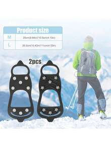 1 Pair Anti-Slip Snow Shoe Covers, Portable & Easy To Wear, Suitable For Various Shoes With 8 Steel Studs, For Hiking, Fishing, Walking, Mountaineering