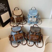 2025 New Fashion Backpack Outdoor Travel Texture Single Shoulder Crossbody Bag Solid Color Backpack Handheld - Black - View 1