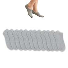 SL.MAX Calcetines tines para mujer, paquete de 12 pares concolores diferentes Blanco, azul, gris y negro, puedes elejis diferentes combinacions o un solo color  tines deportivos ligeros para cualquier deporte. - Gris Claro - Ver 6