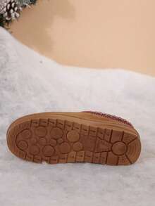 Botas de nieve tipo slip-on para mujer con forro térmico, suela gruesa, de caña corta, versátiles para otoño e invierno, antideslizantes, cálidas, lavables, con suela suave para interior y exterior - Camel - Ver 3