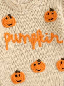Toddler Baby Boy Girl Halloween Sweater Pumpkin Warm Pullover Sweatshirt Knitwear Knitted Fall Winter Clothes 3 12 18 24M 2 3 4T - Beige - View 8