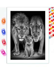 5D DIY Löwen Diamant Malerei Set, Volldiamant Rund Diamant Malerei, Heimdekoration Handwerk
