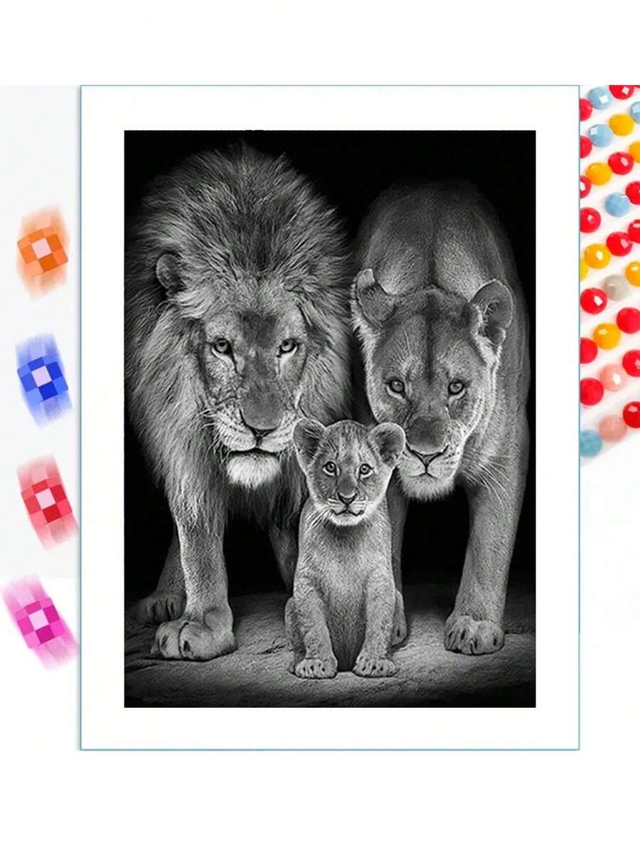 5D DIY Löwen Diamant Malerei Set, Volldiamant Rund Diamant Malerei, Heimdekoration Handwerk