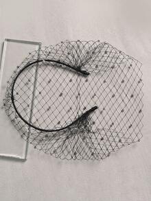 1 pièce Bandeau de voile de cage à oiseaux en maille vintage élégant et minimaliste européen, accessoire de costume pour cérémonie de mariage nuptial, fête masquée, tenue d'automne pour femmes - Noir - Voir 7