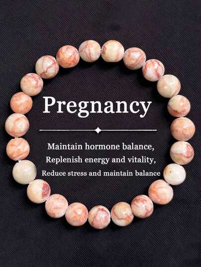 红色大理石手链 - 优雅复古风弹力手链，女士款 | 手工制作仿玛瑙珠，金色点缀 | 适合日常佩戴、送礼及平衡能量（生日、情人节、圣诞节） | 可调节 - 波西米亚风！