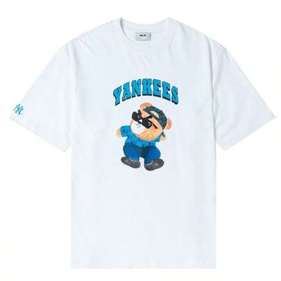 MLB Áo thun unisex mùa hè cỡ lớn in hình gấu khổng lồ, thoải mái cho mặc hàng ngày, đi làm, hoạt động ngoài trời, thể thao và tập thể dục, áo thun tay ngắn.