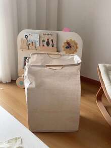 1个带木柄的可折叠洗衣篮，轻便省空间，适用于浴室和洗衣房，是洗衣机旁、衣柜或宿舍收纳的理想之选。可收纳衬衫、T恤、牛仔裤、内衣、毛巾和脏衣服，方便携带，透气设计，速干，是现代家居收纳的理想之选。 - 米色 - 查看 4