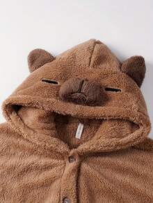 1件裝女款可愛水豚卡通珊瑚絨家居服套裝，甜美可愛毛茸茸休閒穿搭，厚實保暖舒適，適合秋冬室內日常穿著 - 彩色 - 查看 7