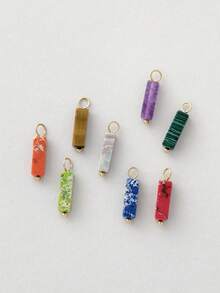 1pc Vintage Elegant Stainless Steel Natural Stone Geometric Pendant, DIY Necklace Bracelet Earring Keychain, Suitable For Christmas Gift & Daily Wear