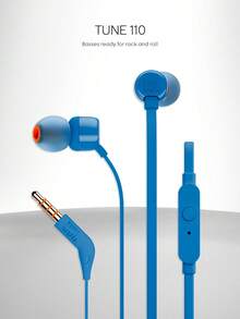 JBL Tune 110 kabelgebundene In-Ear-Kopfhörer mit Mikrofon, knickfreies flaches Kabel, kraftvoller Bass, Stereoklang, geeignet für Computer-Gaming und Sport, kompatibel mit 3,5-mm-Kopfhörerbuchse