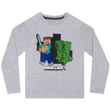 Minecraft Long Sleeved Pyjamas | Steve Vs Creeper Boys' Long Pyjama Set | Kids' PJs - Grey - View 2