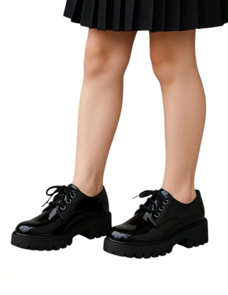 Zapato Escolar Casual Niña Mujer Plataforma Negro recubierto Kuali Shoes - Negro - Ver 1