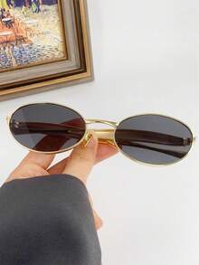 1 件椭圆形小框女士金属时尚眼镜 - 彩色 - 查看 2