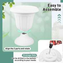 Lifezeal 18 Inch Tall Vintage Planters With Pedestal Base & Pre-Marked Drain Hole - trắng - Xem 7