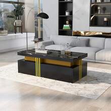 Tavolino da caffè Tavolino da caffè rettangolare moderno con 2 cassetti, tavolo da soggiorno, 100*50*40cm