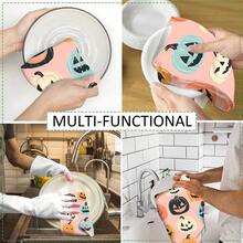 2/4 bucăți prosoape de vase imprimate cu fețe de dovleac de Halloween, lavete de vase moderne din microfibră super absorbante pentru gătit și copt, cârpe de curățat, prosoape de mână, moi și foarte absorbante, cadou excelent pentru vecini, mame, prieteni, zile de naștere, Halloween, casă nouă, decor bucătărie, articole esențiale pentru uz casnic