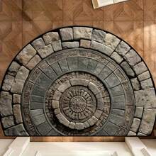 1pc Semi-Circle Faux Wood Grain Doormat, Durable Non-Slip Bottom, Doormat, Small Rug, Welcome Mat, Carpet, Floor Mat, Outdoor Doormat, Kitchen Rug, Home Decor, Front Door Mat, Area Small Rug, Outdoor Mat, Home Decor