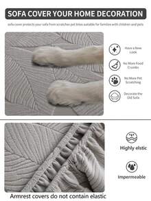 1pc Stretch Sofa Cover, Non-Slip Full Coverage Sofa Seat Cover, Plush Fabric All Season Sofa Cushion Cover, Thick Fabric Sofa Slipcover, Machine Washable, Pet Friendly, Decor For Bedroom, Office, Living Room, Fit For 1/2/3/4 Seater Sofa And L-Shaped Sofa, Light Gray - Light Grey - View 10
