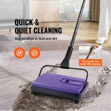 Carpet Sweeper Manual, Floor Sweeper With 300 Ml Dustbin Capacity Easy To Empty, 6.7 Inch Cleaning Width For Home Office Carpets Pet Hair Dust, Purple - Màu tím - Xem 2