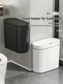 1 PC Smart Sensor Trash Can With Silent Close, Automatic Sensing, Odor-Resistant Design, And AA Battery Power (Batteries Not Included). Suitable For Kitchen, Bathroom, Living Room, Office.