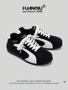 HUANQIU 2025 New Women's Shoes, Women's Shoes, Skateboarding Shoes, A Pair Of Fashionable, Casual, Breathable Office Outdoor Sports Shoes, Multifunctional, Lightweight And Comfortable, German Shoes, Racing Shoes, Casual Shoes, Running Shoes, Black Four Season Shoes