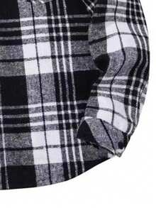 Men's Fashion Plaid Symmetrical Button Front Flap Pocket Cuff Button Design Curved Hem Outdoor Casual Versatile Thermal Lined Hooded Jacket, Fall/Winter