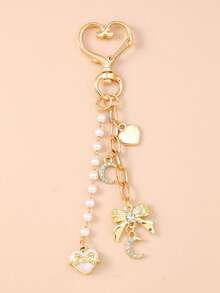 1 pieza Llavero con lazo de strass, llavero con estrella y corazón de cuentas, accesorio para bolso - Multicolor - Ver 12