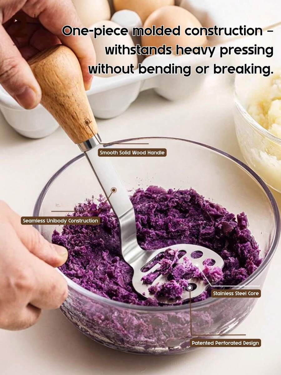 新款不锈钢小熊造型食物捣碎器 - 高级土豆/婴儿辅食捣碎器，适用于烘焙和烹饪