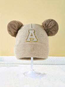 1Pc A-Z Letter Knit Newborn Baby Hat Kids Beanie Cap For Boys Girls Infant Accessories Children Hats Elastic 0-3Y Toddler Girl Boy Hat Birthday Gift For Winter Spring