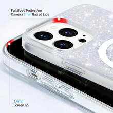 Transparent Sparkly Case Compatible With IPhone Series Clear Case, Hard Back Cover Soft Bumper, Shockproof Slim Bling Clear Case Compatible With IPhone Series,Compatible With IPhone 15Plus/15Pro Max/16Plus/16Pro Max Series,Back-To-School Supplies,Hallows' Day Christmas Gifts,Suitable For Women, Gifts For Family, Friends, Lovers