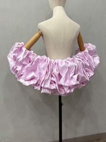 1pc Bridal Shawl With Ruffles, Detachable Satin Exaggerated Puff Sleeves Cape, Bridal Accessory - Multicolor - View 28