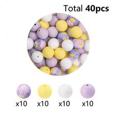 40 hạt silicon màu xám và hồng - tròn, vân đá và màu trơn dùng để làm đồ trang sức tự làm - vòng tay, vòng cổ, hoa tai, móc khóa - hạt silicon thủ công bền, hạt dùng để làm đồ trang sức - Bộ 40 hạt silicon hỗn hợp - Xem 16