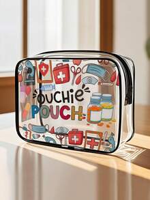 高品质PVC拉链化妆包，适合女孩使用 - 大容量，轻便旅行收纳包，易于擦拭清洁且不褪色，适合日常使用和旅行，可用作洗漱包、旅行包或婴儿收纳包。 - 彩色 - 查看 14