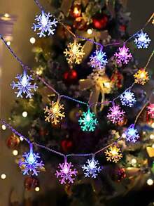 1pc Enchanting Christmas Snowflake String Lights, LED Snowflake Decorative String Lights, Battery Powered, Fairytale Lighting, Plastic Art Decor Indoor Lighting, Battery Powered With Switch Control, Non-Wireless, Suitable For Christmas Decoration In Living Room, Bedroom, Staircase, Handrail, Christmas Tree, Bedroom, Party, Wedding, Christmas Party Romantic Atmosphere Decorative Lights [Batteries Not Included]Christmas Decoration XMAS Decor Christmas Tree Gift Decor Thanksgiving Wedding Home Decor Home Decor Fall Decor Autumn Decor Birthday Decorations For Gifts Party Supplies Indoor Outdoor Garden Holiday Festival Decor Halloween Decor Wall Decor Halloween Ornaments