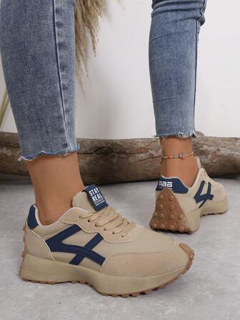 Women's Comfortable Lace-Up Sneakers - Lightweight Versatile Casual Shoes, All Season Anti-Slip Rubber Sole