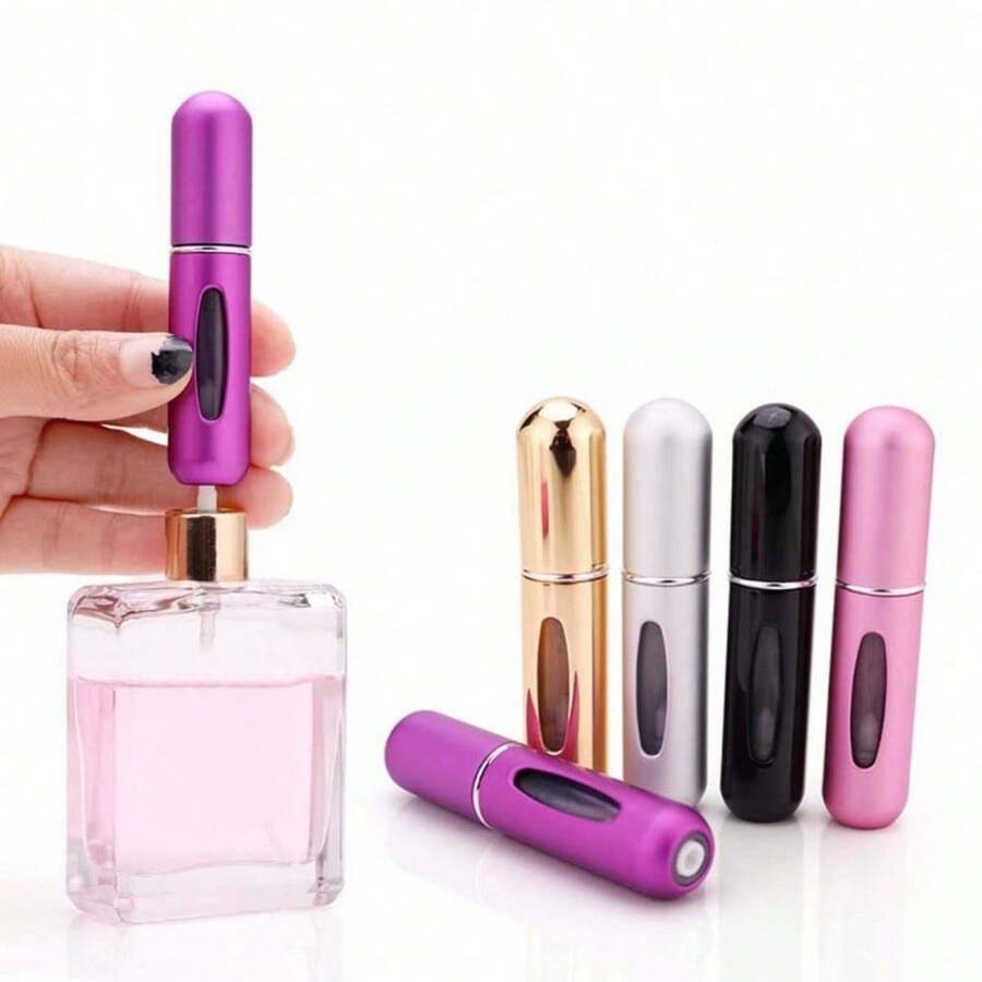 1pc 5ml Refillable Travel Perfume Atomizer Spray Bottle, Portable Bottom Filling Perfume Bottle - 亮黑色 - 查看 1