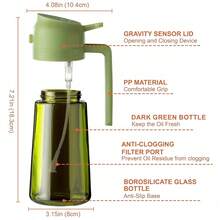 1/2pcs Kitchen Olive Oil Dispenser, 2-In-1 Glass Oil Bottle And Cooking Sprayer, Oil Sprayer For Kitchen Cooking, Air Fryer, Outdoor BBQ, Air Fryer Compatible, Auto Flip Cap, 16oz Olive Green (Light Blocking) With Label Stickers