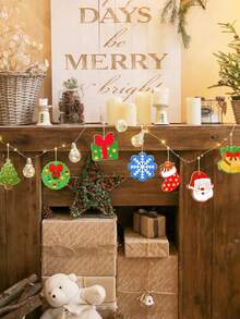 10 piezas/paquete, Decoraciones navideñas de madera, Copos de nieve de madera, Alce, Árbol de amor de muñeco de nieve, Decoraciones para el árbol de Navidad, Decoraciones para fiestas navideñas, Decoración del hogar para vacaciones | Navidad vintage | Artesanía exquisita, Decoraciones navideñas (incluye cuerda) - Multicolor - Ver 6