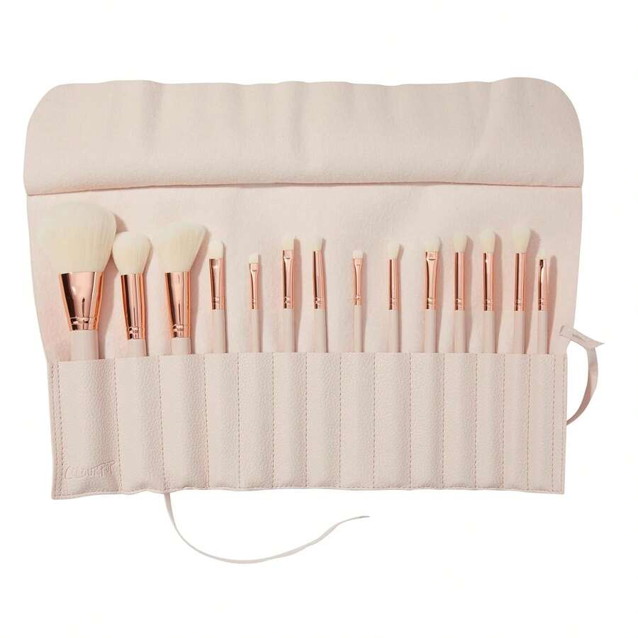 ColourPop Ultimate Brush Roll Face & Eye Brush Set - Face & Eye Makeup Brush Set - Made With Luxe Synthetic Vegan Bristles - Includes Faux-Leather Case (14 Count) - 煙燻玫瑰套裝 - 查看 1