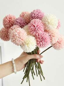 1/4/8pcs Artificial Chrysanthemum Ball Flowers Dandelion Hydrangea Arrangement Bouquet Present For Friends Bridal Wedding Bouquet Decor For Home Office Coffee House Party Wedding Decoration - Green - View 5
