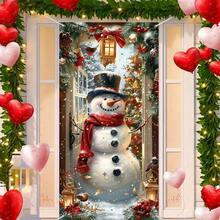 1pc Festive Christmas Snowman Door Cover - No Power Required, Indoor And Outdoor Use