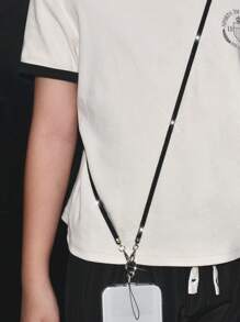 Luxury High-End Black Crystal Rhinestone Phone Crossbody Chain, Fashionable Phone Case Lanyard, Shiny Bag Strap, Double Buckle Design, Suitable For Women - Black - View 4