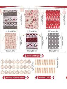 24pcs Christmas Gift Bag Set, Countdown Calendar Drawstring Bag, Christmas Candy Pouch Packaging Bags Home Decor Christmas Decorations Room Decor Winter