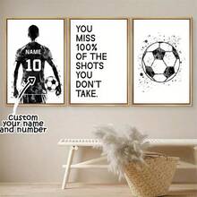 1/3pcs Custom Football Team Jersey With Digital Canvas Printing - Personalized Wall Art For Sports Fans, Perfect Gift For Boyfriend Or Lover, Modern/Classic Bedroom, Living Room, Home Office Decor - Unframed Vertical Poster For Indoor Use - Multicolor - View 3