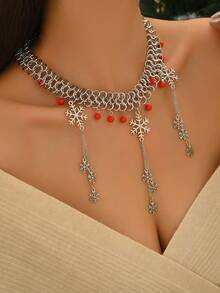 1pc Classic Minimalist Versatile Daily Wear Multi-Snowflake Pendant Layered Necklace, Suitable For Christmas Gifts, Everyday Commute, Holiday Parties, Gifts For Friends And Family