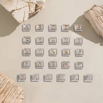 1/5/10pcs Elegant Zirconia Inlaid 26 English Letter Pendant Modules - Can DIY Bracelets, Bangles, Rings, Ideal Gift Choice