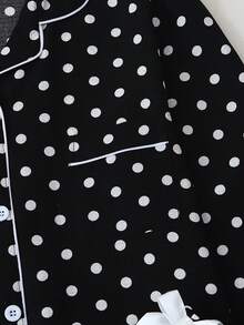 Conjunto de pijama de manga larga con estampado de lunares, ropa de otoño e invierno para mujer