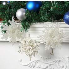 Plastic White Snowflake Hanging Ornaments, Christmas Snowflake Garland For Window, Christmas Tree, Party Decoration
